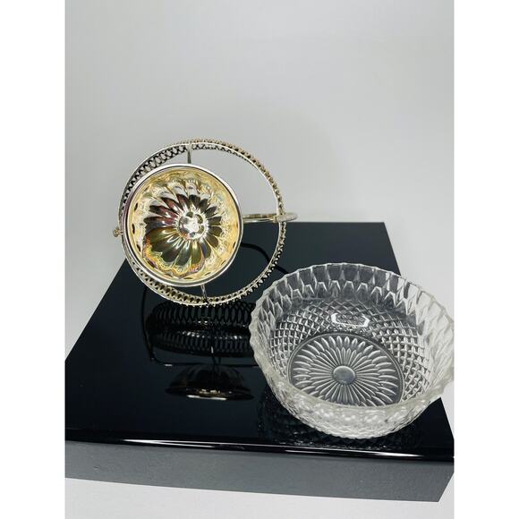 Sugar Bowl Queen Anne Mayell Silver Plated Glass Clear Original Home - Picture 5 of 8